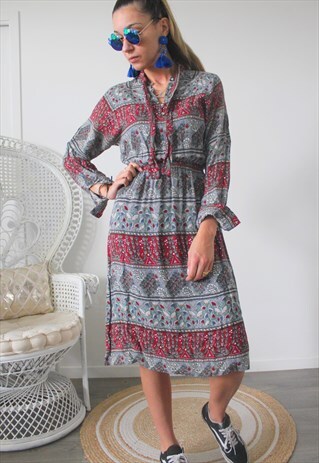 VINTAGE DRESS PRINTED SIZE S