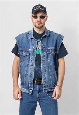 Vintage 90's Denim vest rocker jacket