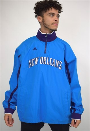 VINTAGE 90S ADIDAS BLUE "NEW ORLEANS" 3/4 ZIP
