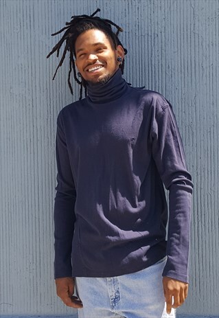 90S MINIMALIST SPORTWEAR BLUE PONY EMBLEM KNIT TURTLE NECK