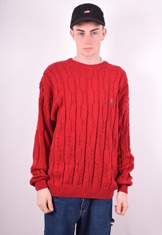 CHAPS RALPH LAUREN MENS VINTAGE JUMPER SWEATER LARGE RED 90'