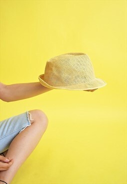 Vintage 70's retro classy unisex trilby straw hat