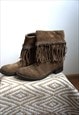 VINTAGE BROWN SUEDE LEATHER COWBOY WESTERN BOOTS SHOES