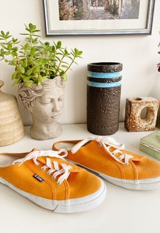VINTAGE 90S OLD SCHOOL NARANJA CITRUS TRAINERS PLIMSOLLS