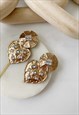 Gold Diamante Drop Heart Doorknocker Rhinestone  Earrings