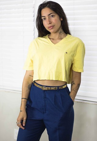 VINTAGE TOMMY HILFIGER CROP TOP REWORKED LOGO 90S L 4