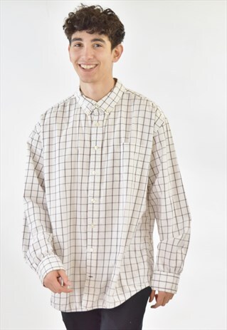 VINTAGE 90S WHITE CHECKERED TOMMY HILFIGER SHIRT