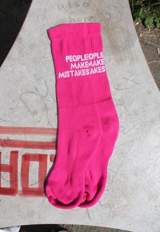 PEOPLE MAKE MISTAKES PINK SOCKS