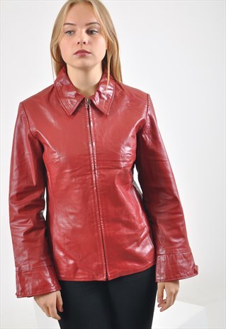 VINTAGE REAL LEATHER JACKET IN MAROON