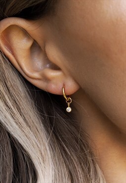 MARGOT. Gold Tiny Cubic Zirconia Hoop Earrings