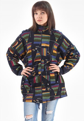 RESERVED...VINTAGE KNIT CARDIGAN JACKET COLORBLOCK