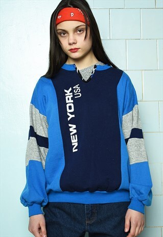 VINTAGE 80S SLOGAN SWEATSHIRT JUMPER PULLOVER MULTICOLOR