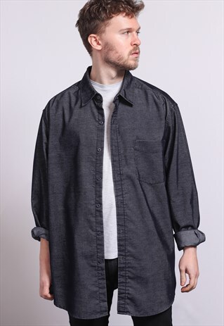 VINTAGE CORDUROY CORD SHIRT BLUE