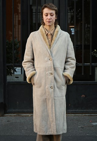 70S VINTAGE SHEEPSKIN LONG COAT