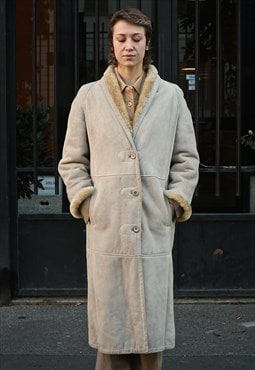70s Vintage sheepskin long coat