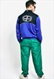 VINTAGE SPORT JACKET MEN BLUE Y2K 00S RETRO ZIP UP SWEAT TOP