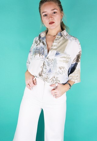 WHITE MULTI COLOUR PRINT SHORT SLEEVED SHIRT