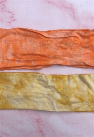 ORANGE AND YELLOW TIE DYE MARBLE COTTON HEADBAND BUNDLE