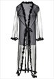 Vintage Glamorous Faux Fur Trim Lace Dressing Gown - M