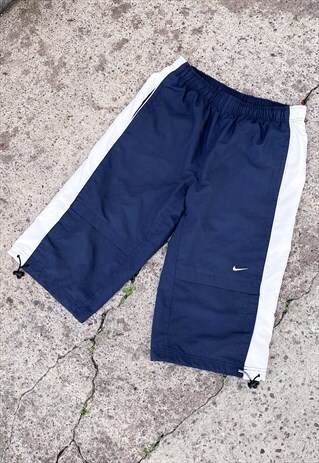 VINTAGE NIKE 90S 3/4 LENGTH SHORTS BLUE MEDIUM