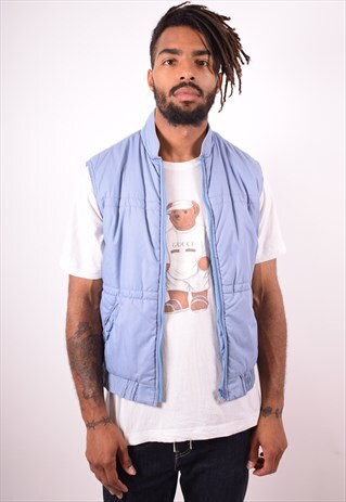 WRANGLER MENS VINTAGE PADDED GILET MEDIUM BLUE 90S