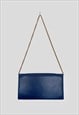 70.S VINTAGE BLUE QUILTED VINYL GOLD CHAIN LADIES BAG