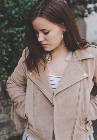 CREAM SUEDE FRINGE FESTIVAL JACKET