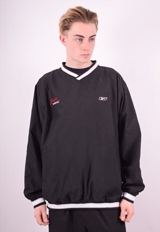 REEBOK MENS VINTAGE PULLOVER TRACKSUIT TOP JACKET LARGE 90'S