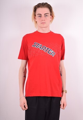 STARTER MENS VINTAGE T-SHIRT TOP MEDIUM RED 90S