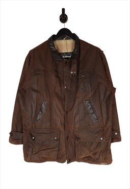 Barbour A1551 Bushman Jacket Wax Cotton In Brown Size XL