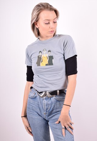 NIKE WOMENS VINTAGE T-SHIRT TOP SMALL GREY 90'S