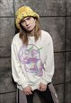 LOOSE DISTORTED SKULL TEE SKELETON BONES LONG SLEEVE T-SHIRT