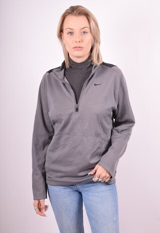 NIKE WOMENS VINTAGE TRACKSUIT TOP SMALL GREY 90S