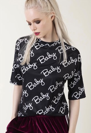 MY BABY - BLACK LETTER PRINT SLOGAN T-SHIRT WOMAN/UNISEX TEE