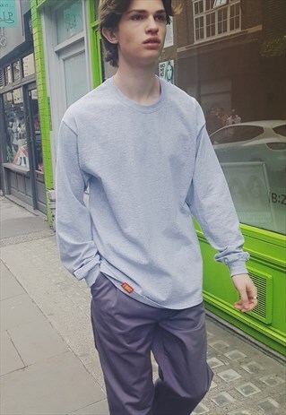 PLAIN LONG SLEEVE T-SHIRT GREY