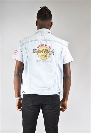 VINTAGE LEE LIGHT BLUE HARD ROCK SLEEVELESS DENIM JACKET