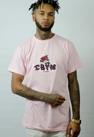 FLORIST PINK EMBROIDERED T-SHIRT