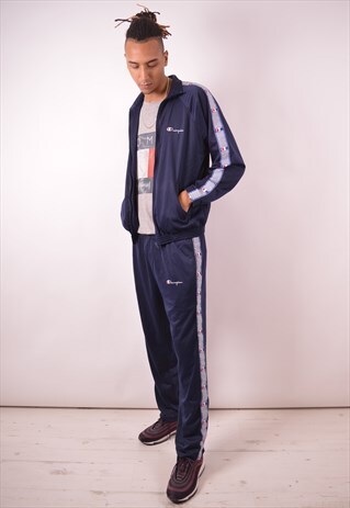 CHAMPION MENS VINTAGE FULL TRACKSUIT XL NAVY BLUE 90S