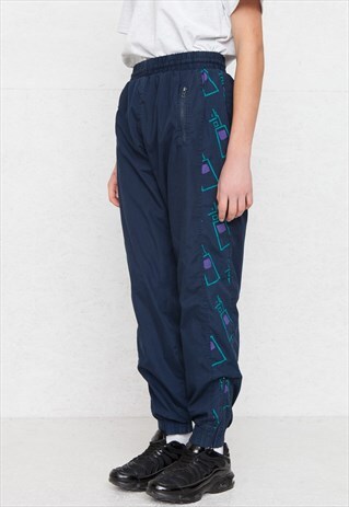 VINTAGE RETRO NAVY TRACK BOTTOMS JOGGERS