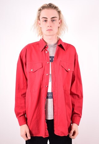 VERSACE MENS VINTAGE SHIRT MEDIUM RED 90S