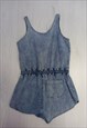 80'S VINTAGE PLAYSUIT ACID WASH BLUE DENIM