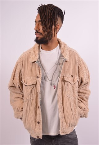 WRANGLER MENS VINTAGE CORDUROY JACKET MEDIUM BEIGE 90S