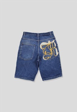 Vintage 90s Karl Kani Embroidered Denim Shorts in Blue