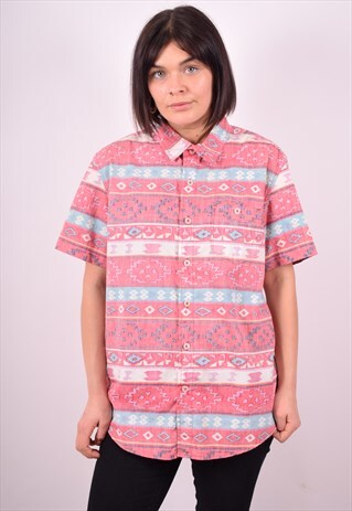 WOMENS VINTAGE CRAZY PRINT SHIRT MEDIUM MULTI 90S