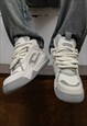 CHUNKY SOLE TRAINERS RETRO PATCH SNEAKERS SKATE SHOES CREAM