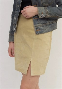 Vintage Women's 70's M Vintage Mini Suede A-Line Skirt Slit