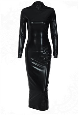Black Party Futuristic Bodycon Maxi Dress