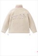 CONTRAST FLEECE JACKET RETRO POCKET BOMBER IN PASTEL PINK