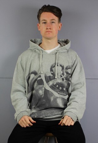 VINTAGE REEBOK ESSENTIALS HOODED SWEATSHIRT IN GREY
