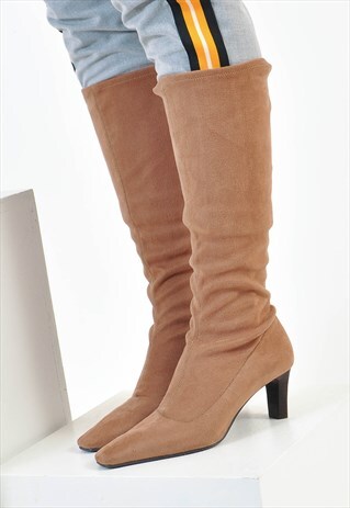 VINTAGE SUEDE LEATHER MID HEELED BOOTS